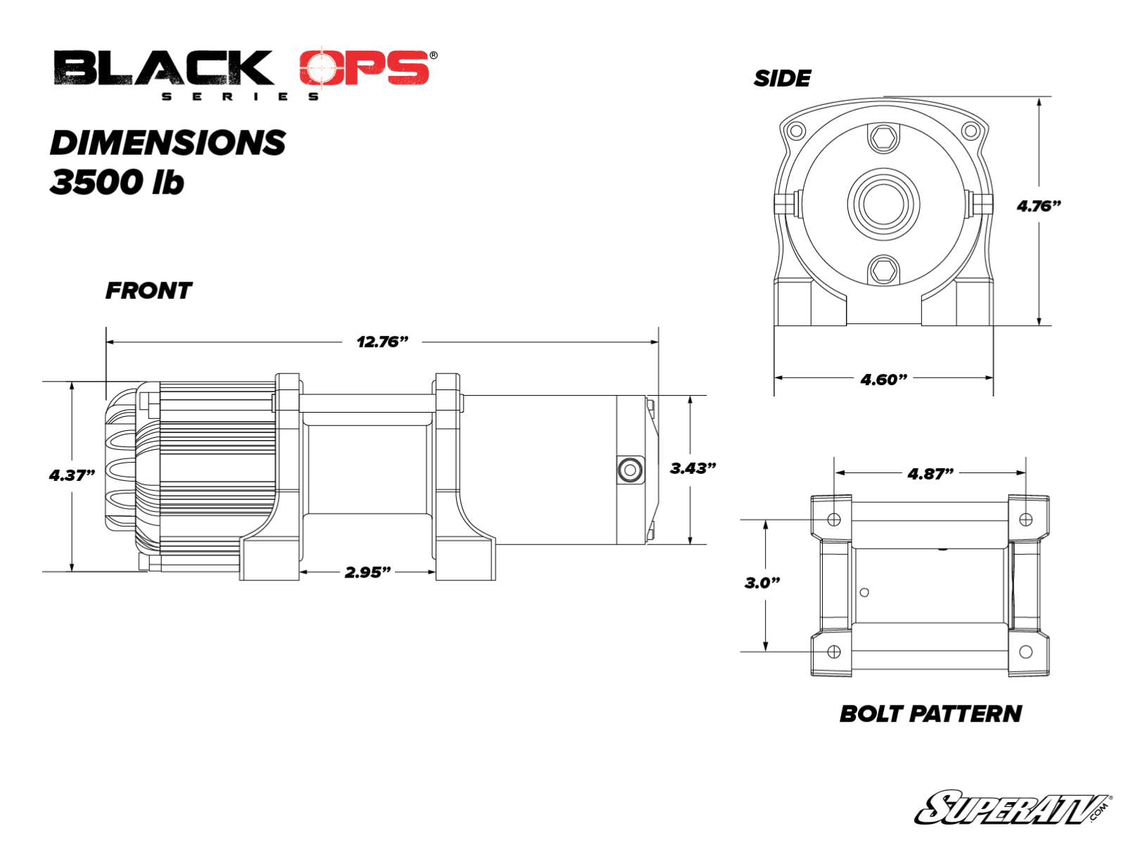 3500 Lb. UTV/ATV Winch (With Wireless Remote & Synthetic Rope)
